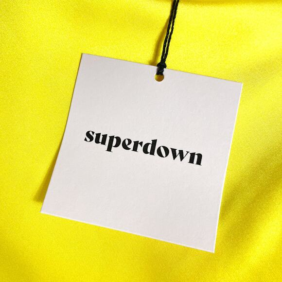 Superdown Kristy Ruched Midi Skirt Yellow Satin Front Slit High Rise Sz S - Picture 8 of 10